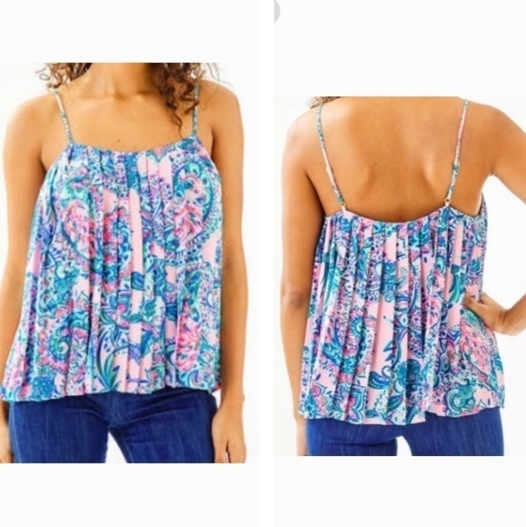 Lilly Pulitzer Rein Top In Pink Tropics Tint Tangerine Dream Size XS - Picture 1 of 13